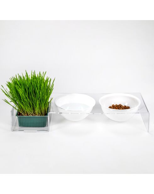Gamelle pour animaux I-Pet transparent/blanc - 52x19x9 cm
