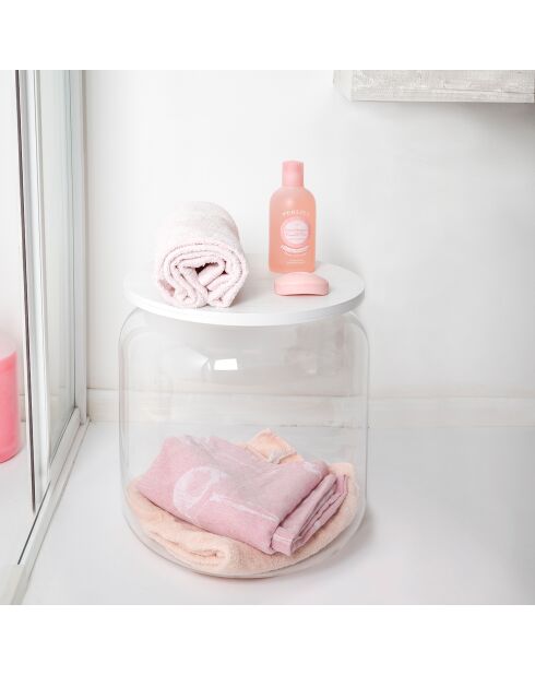 Tolino transparenter/weißer Tisch/Behälter - D.38x42 cm