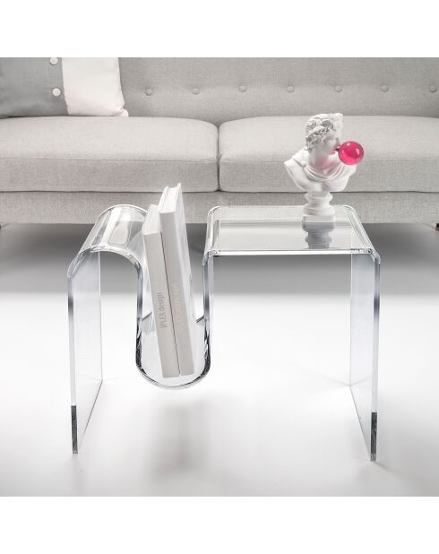 Table d'appoint Curvy transparente - 57x40x44 cm
