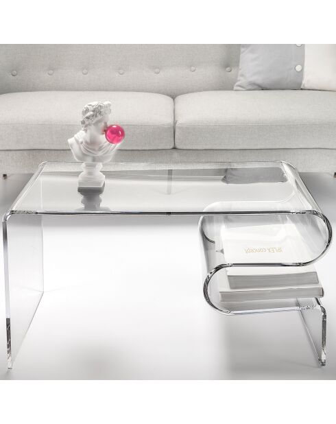 Table basse Curviligne transparente - 76x40x42 cm