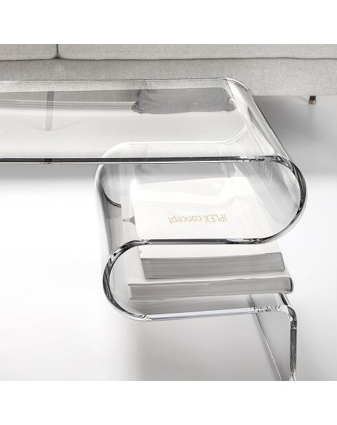 Kromlijnige transparante salontafel - 76x40x42 cm