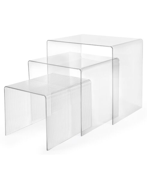 3 mesas nido Trix transparentes