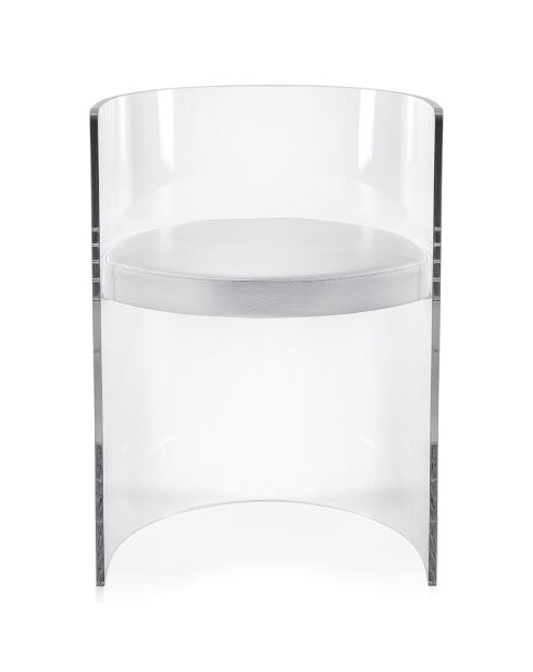 Poltrona Clooney trasparente/pelle bianca - 55x48x75 cm