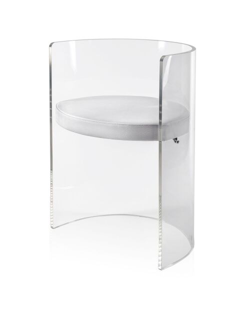 Fauteuil Clooney Cuir transparent/blanc - 55x48x75 cm