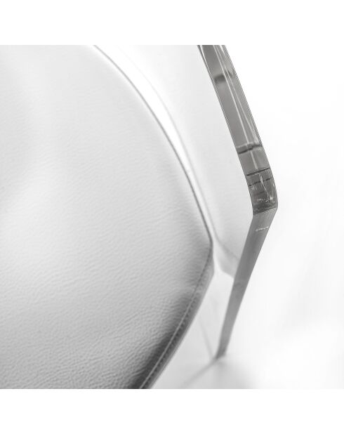 Poltrona Clooney trasparente/pelle bianca - 55x48x75 cm