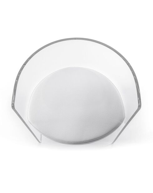 Poltrona Clooney trasparente/pelle bianca - 55x48x75 cm