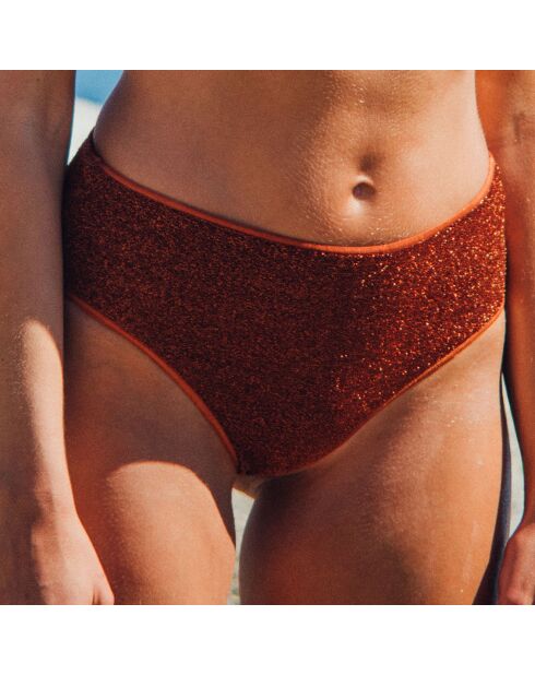 Chiara terracotta bikinibroekje met hoge taille