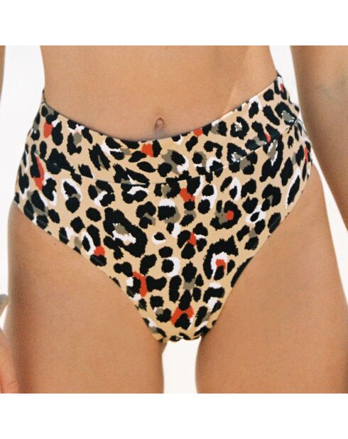 Slip bikini a vita alta leopardati beige Louise