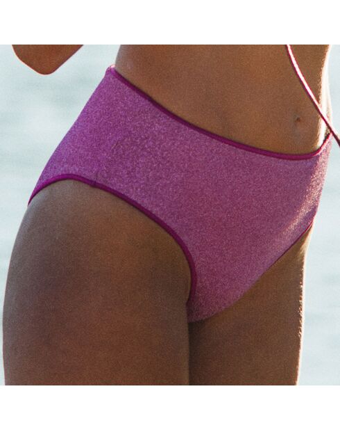 Rosafarbene Bikinihose mit hoher Taille