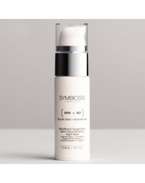 Energiserend en zuurstofrijk schuimnachtmasker met glycolzuur + isododecaan - 30 ml