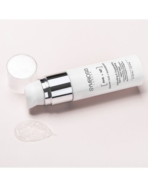 Energiserend en zuurstofrijk schuimnachtmasker met glycolzuur + isododecaan - 30 ml