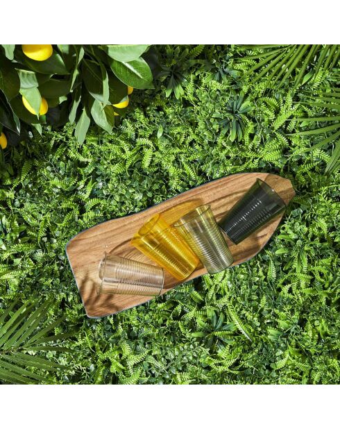 12 Gobelets en plastique jaune/gris/vert - 7x10x7 cm