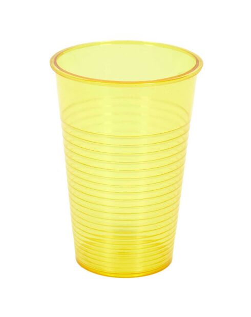 12 Gobelets en plastique jaune/gris/vert - 7x10x7 cm