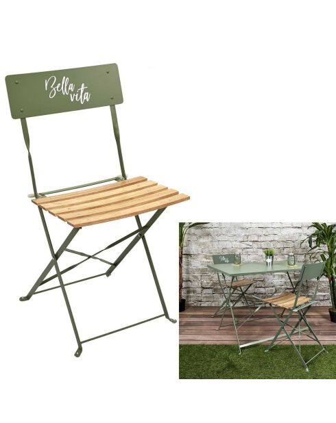 2 Chaises pliantes Bella Vita vert/marron - 42x81x48 cm