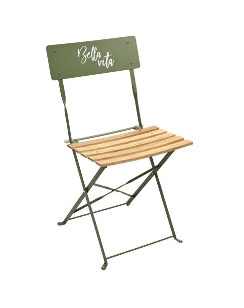 2 Chaises pliantes Bella Vita vert/marron - 42x81x48 cm