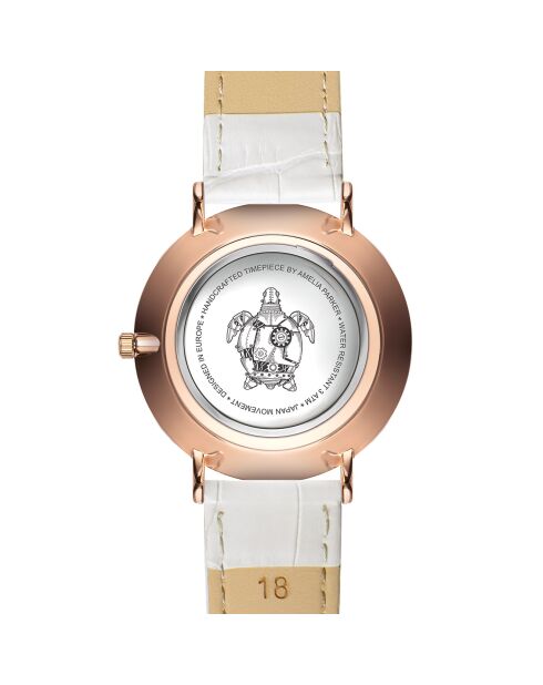 Montre Femme en Cuir Rose Turtle blanche