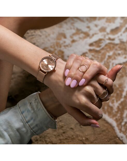 Montre Femme en Acier Petite rose doré