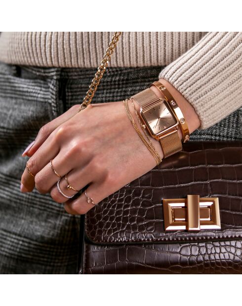 Montre Femme en Acier Gold Plaza rose doré