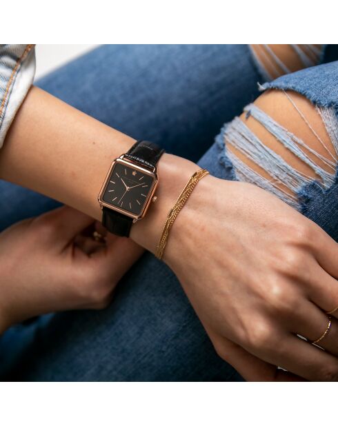 Montre Femme en Cuir Night Plaza noire