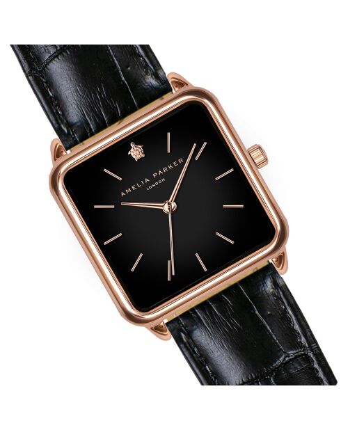 Montre Femme en Cuir Night Plaza noire