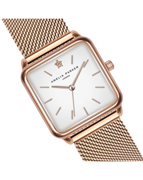 Montre Femme en Acier Bay rose doré