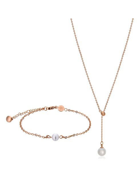 Parure Raindrop Collier & Bracelet rose doré