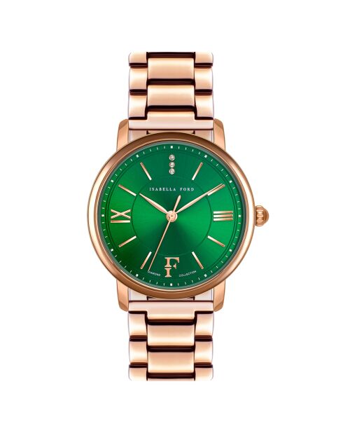 Montre Femme en Acier & Diamants Monroe rose doré