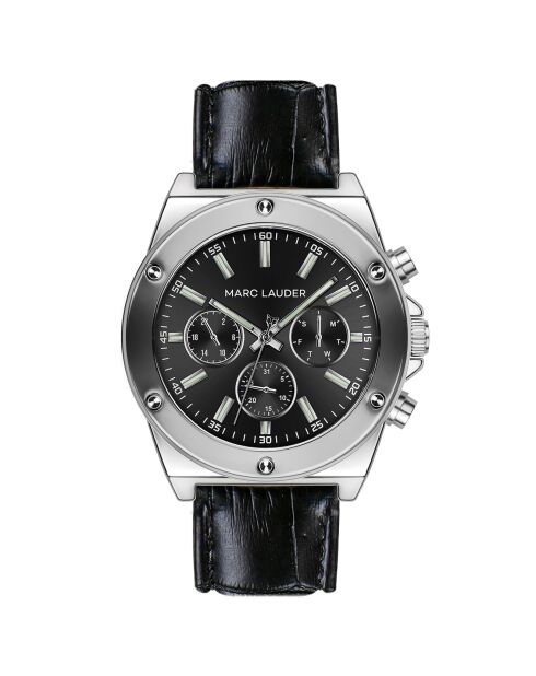 Montre Homme en Cuir Mykonos  noire