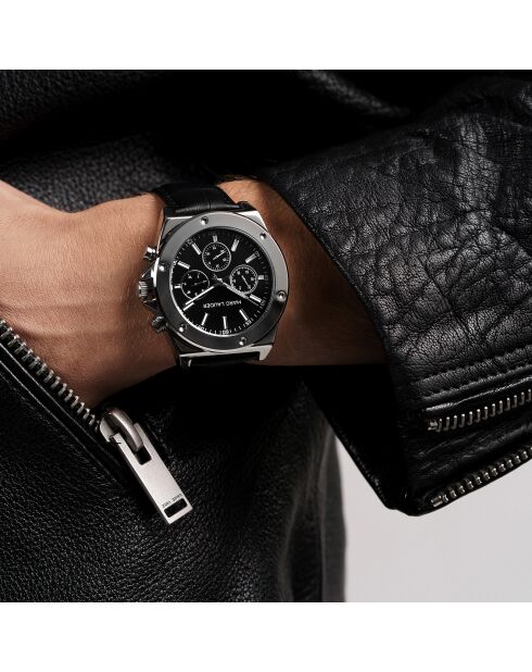 Montre Homme en Cuir Mykonos  noire