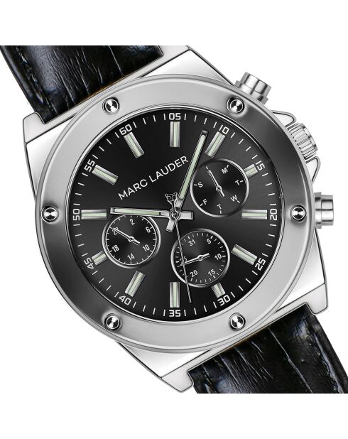 Montre Homme en Cuir Mykonos  noire