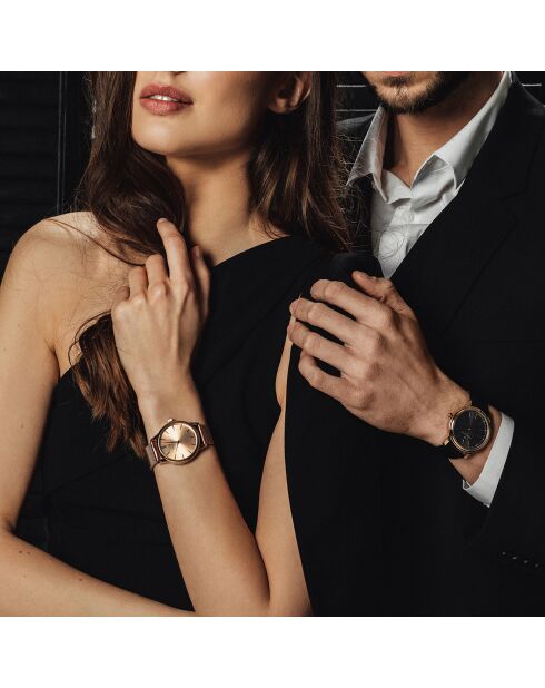 Montre Mixte en Acier Lugano rose doré