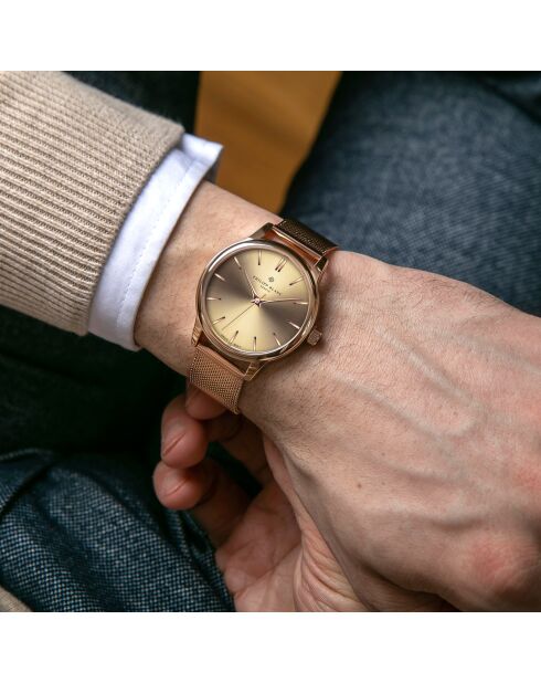 Montre Mixte en Acier Lugano rose doré