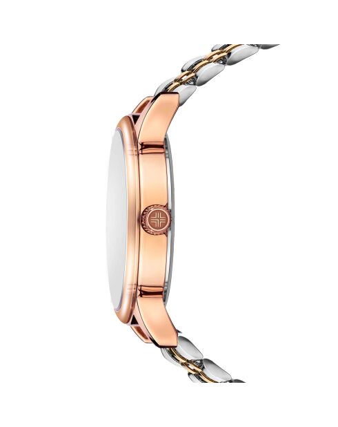 Rosegoud/zilver gemengd horloge van Lugano Steel