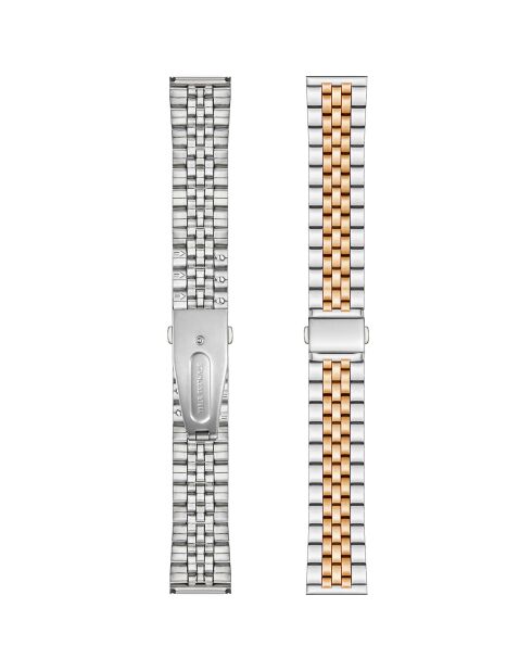 Rosegoud/zilver gemengd horloge van Lugano Steel