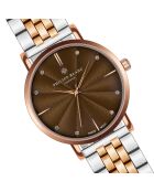 Lucerne roségoud/zilver stalen dameshorloge