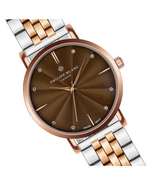 Lucerne roségoud/zilver stalen dameshorloge