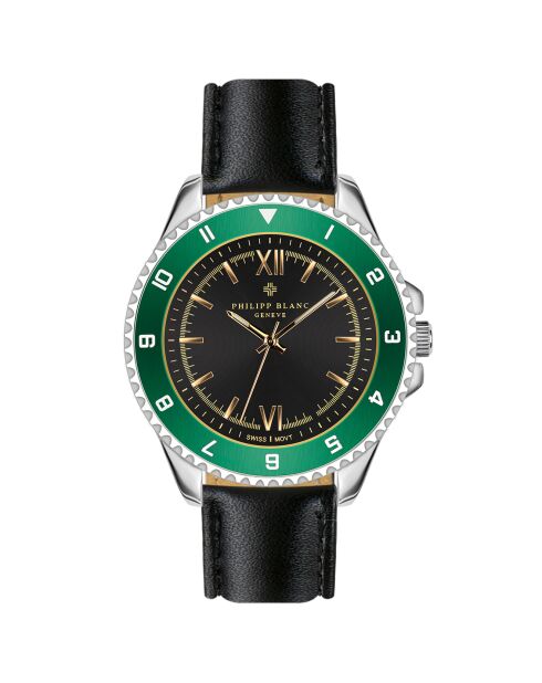Montre Homme en Cuir Baden  noire