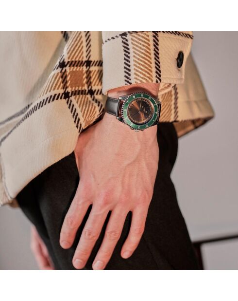 Montre Homme en Cuir Baden  noire