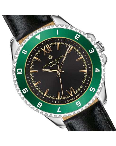 Montre Homme en Cuir Baden  noire