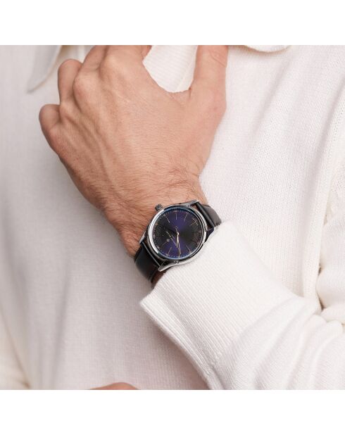 Montre Homme en Cuir Emmen noire