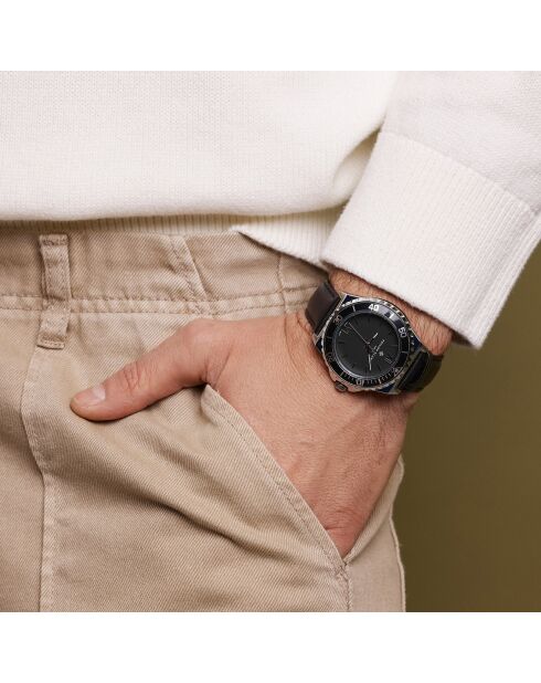 Montre Homme en Cuir Wettingen noire