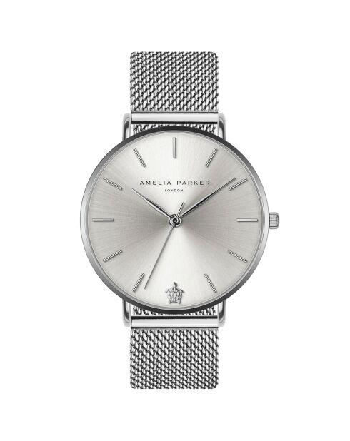Set Montre Femme 2 Bracelets Capsule en Acier & Cuir argenté/blanc