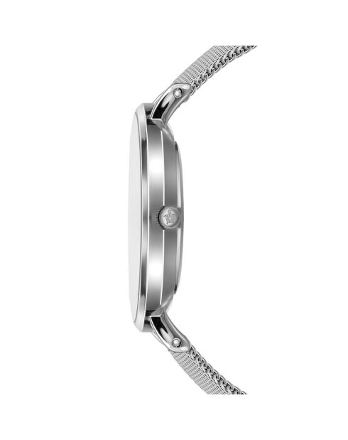 Set Montre Femme 2 Bracelets Capsule en Acier & Cuir argenté/blanc