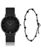 Set Montre Femme & Bracelet Jet en Acier noir