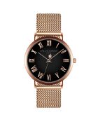 Set Montre Femme 2 Bracelets Grand en Acier rose doré/noir