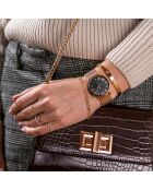 Set Montre Femme 2 Bracelets Grand en Acier rose doré/noir