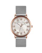 Set Montre Femme 2 Bracelets Classique en Acier argenté/rose doré