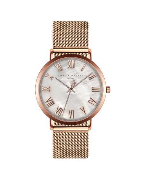 Set Montre Femme 2 Bracelets Classique en Acier argenté/rose doré