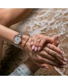 Set Montre Femme 2 Bracelets Classique en Acier argenté/rose doré