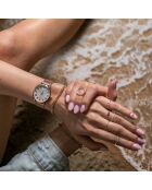 Set Montre Femme 2 Bracelets Classique en Acier argenté/rose doré